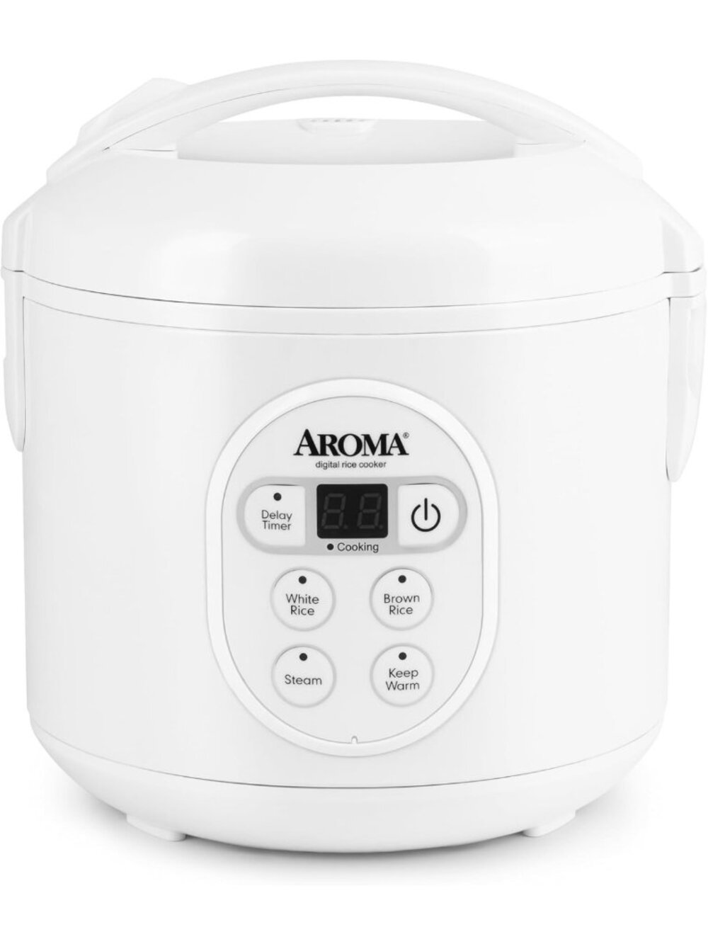 Digital Rice Cooker & Food Steamer - 8-Cup Capacity, Easy to Use, White